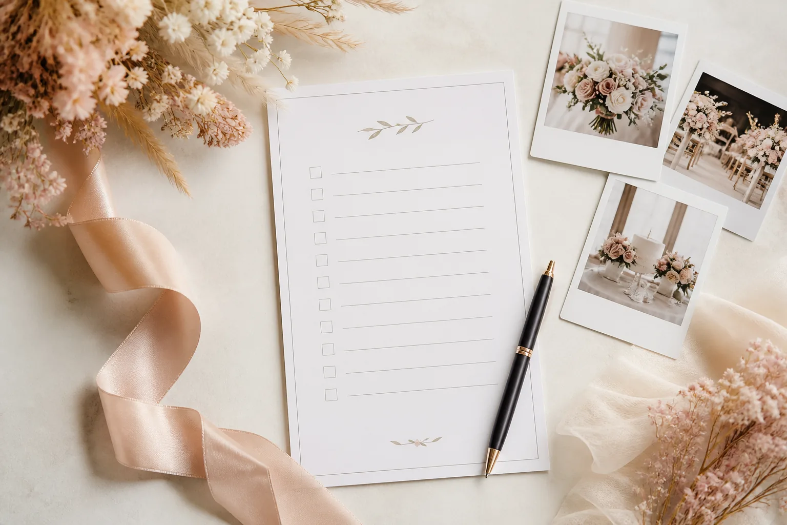 Elegante Hochzeitsfoto-Checkliste mit Sofortbildern